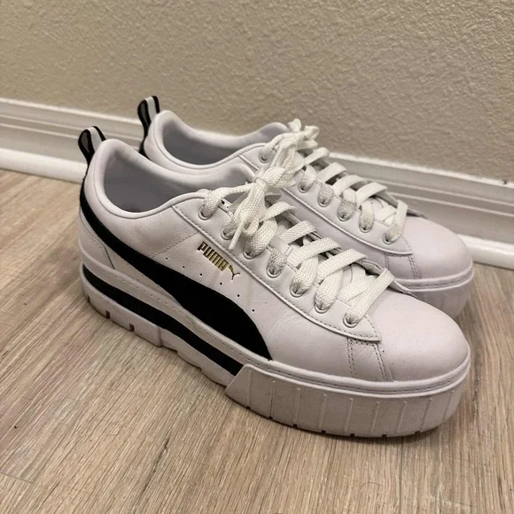 Puma White and Black Chunky Sneakers Mayze Size 11 Women’s - Picture 3 of 9